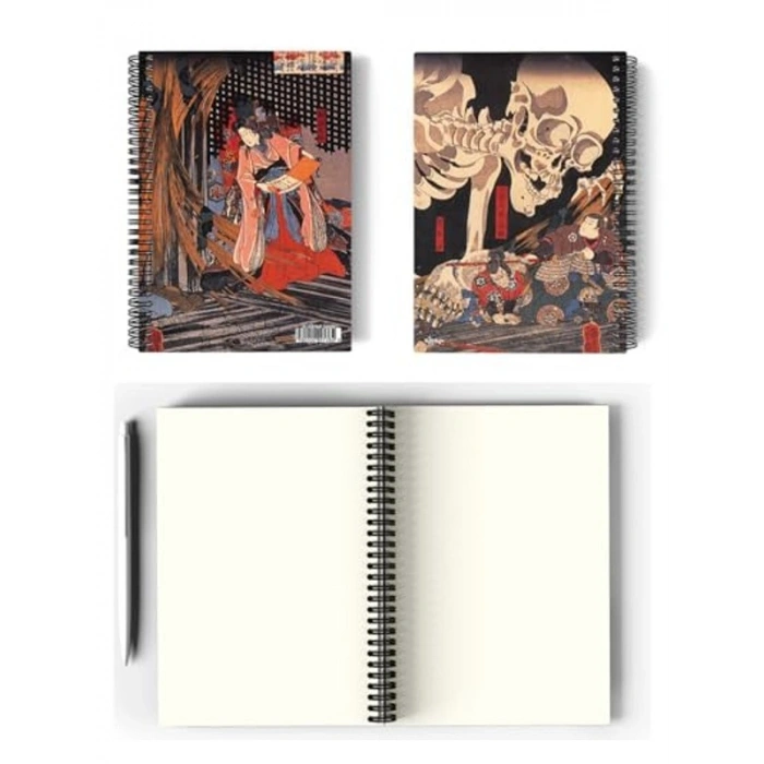 Utagawa Kuniyoshi Spiralli Defter, A5 Çizgisiz ve 100 Sayfa
