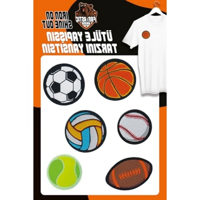 Ütü ile Yapışan Dokuma Arma Seti, Toplar, Spor Temalı