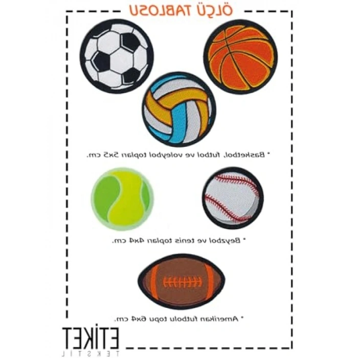 Ütü ile Yapışan Dokuma Arma Seti, Toplar, Spor Temalı
