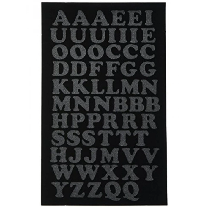 Ütüyle Yapıştırılabilir Siyah Harf Seti, 3/4 İnç Boyutunda