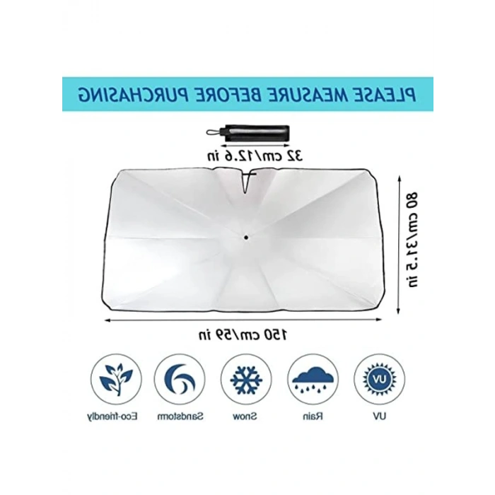 UV Koruyucu 150x80 cm Katlanabilir Otomobil Güneş Şemsiyesi
