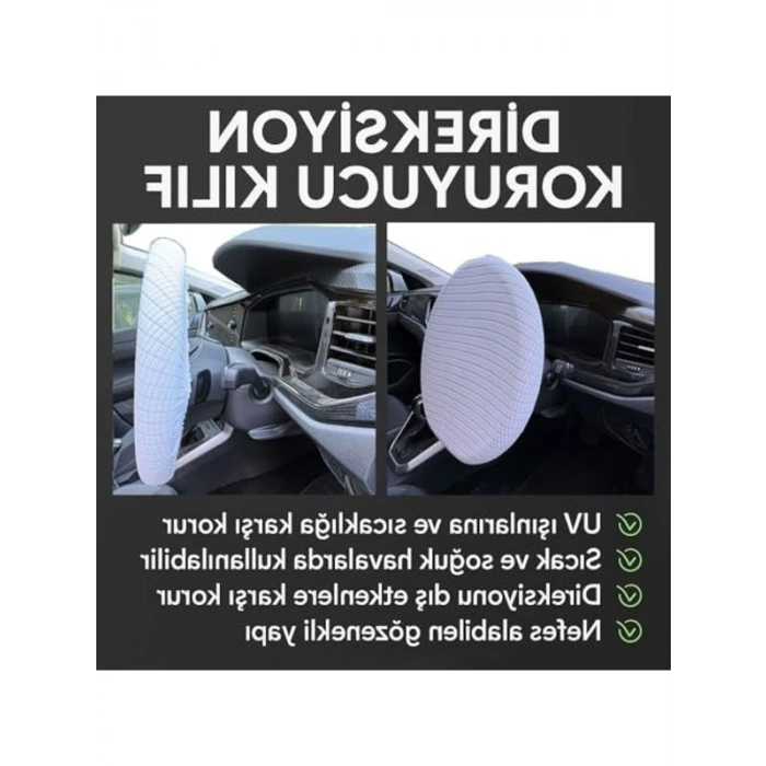 UV ve Isı Korumanı Sağlayan Direksiyon Kılıfı, 36-42 cm