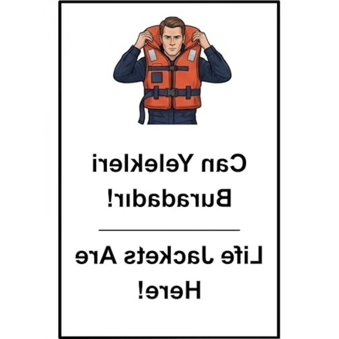 Uyarı Sticker Seti, Tekne Marin Can Yelekleri İçin 12x18 cm