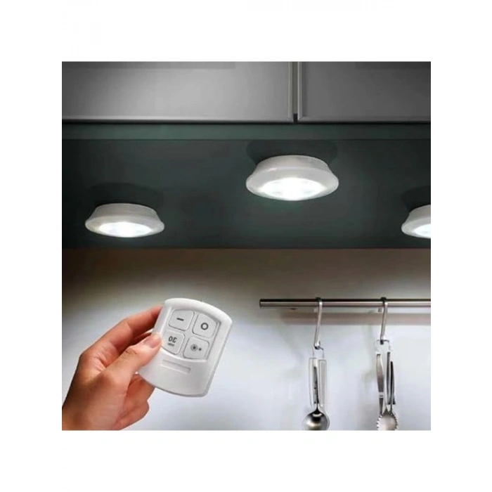 Uzaktan Kumandalı 3lü Beyaz LED Lamba Seti, Kablosuz Aydınlatma