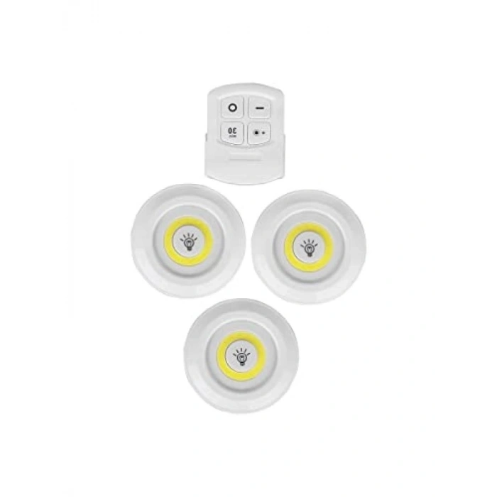 Uzaktan Kumandalı 3lü Spot Led Lamba, Kablosuz Pilli Işıldak