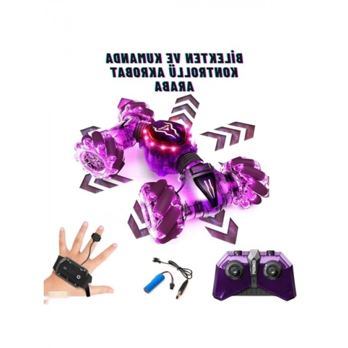 Uzaktan Kumandalı Akrobat Drift Aracı, Şarjlı LED Işıklı ve Çok Fonksiyonlu