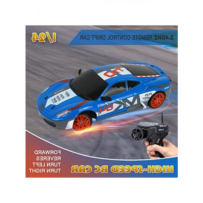 Uzaktan Kumandalı Drift Araba, 1:24 Ölçekli Yüksek Hızlı 4WD Model Araç, LED Işıklar