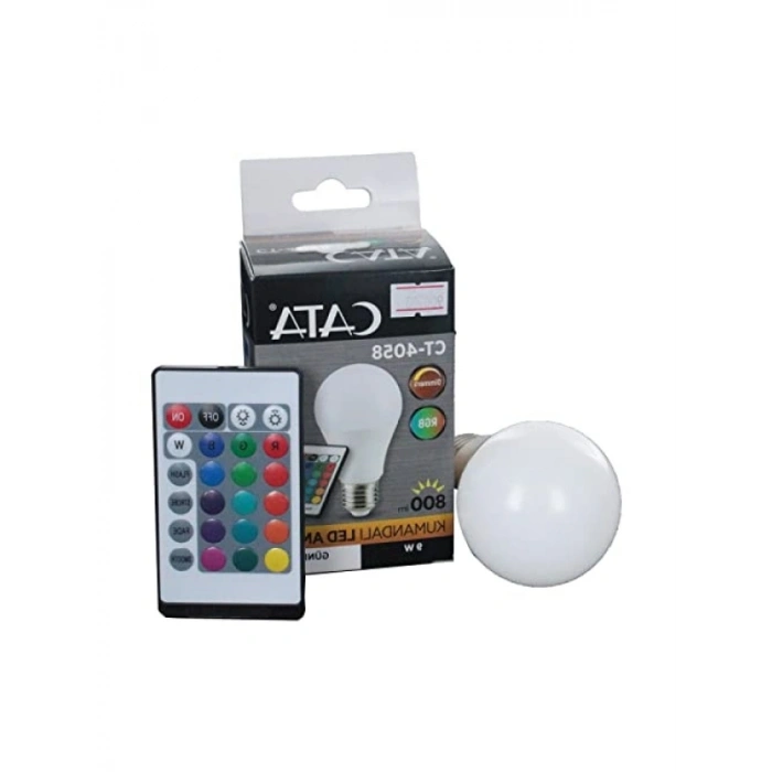 Uzaktan Kumandalı RGB LED Ampul E27 - 9W, 2700K
