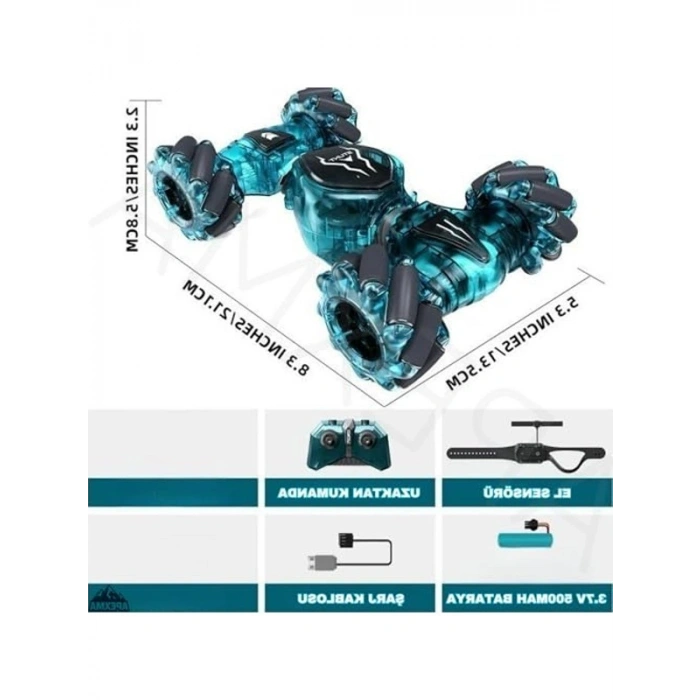 Uzaktan kumandalı şarjlı akrobat araba, ışıklı ve 360° dönebilir