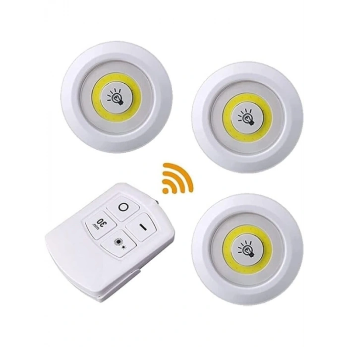 Uzaktan Kumandalı Üçlü LED Spot Lamba - Pilli ve Pratik