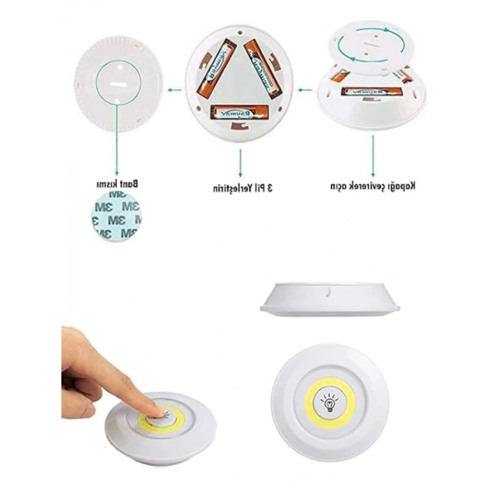 Uzaktan Kumandalı Üçlü LED Spot Lamba - Pilli ve Pratik