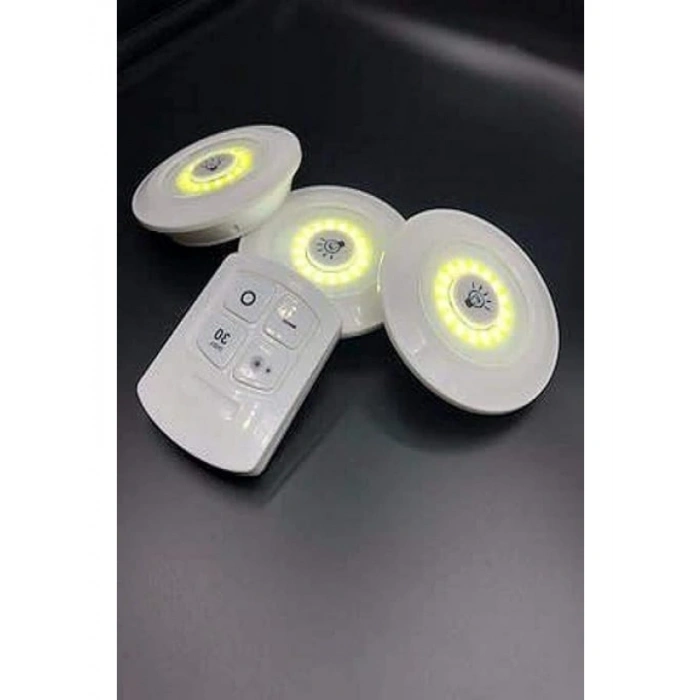Uzaktan Kumandalı Üçlü LED Spot Lamba - Pilli ve Pratik