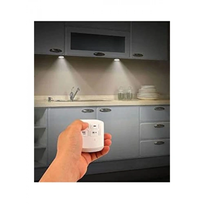 Uzaktan Kumandalı Yapışkanlı 3lü LED Spot Lamba Seti