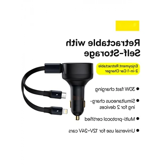 Uzatılabilir 2si 1 Arada Araç Şarj Adaptörü