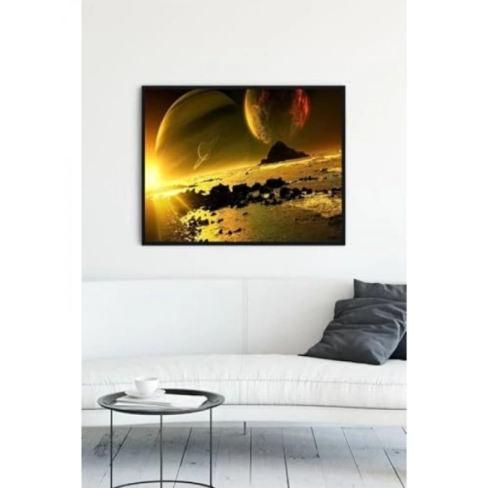 Uzay Temalı Sanatsal Çerçeveli Tablo - 50x70 cm