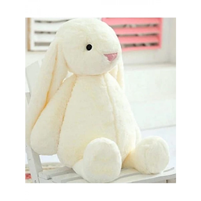Uzun Kulaklı Beyaz Peluş Tavşan, 65 cm Boyunda