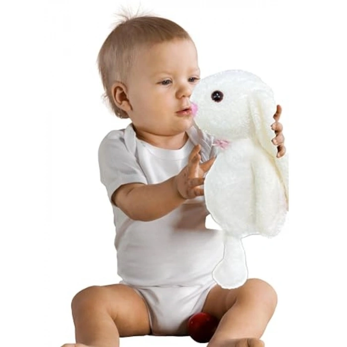 Uzun Kulaklı Beyaz Peluş Tavşan, 65 cm Boyunda