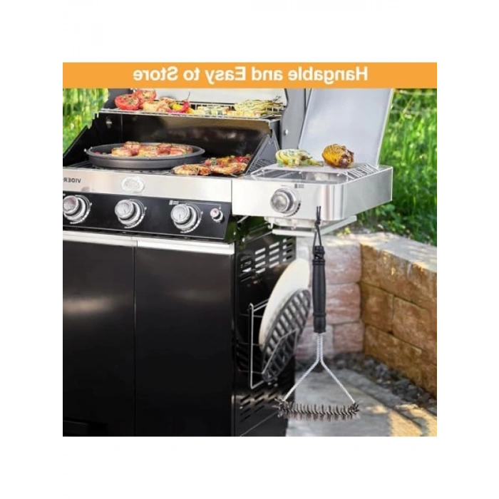 Uzun Saplı Paslanmaz Çelik Mangal Temizleme Fırçası