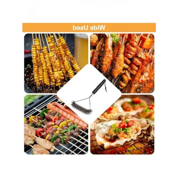 Uzun Saplı Paslanmaz Çelik Mangal Temizleme Fırçası