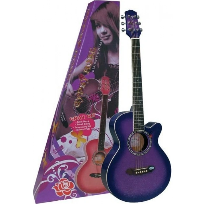 Valencia GRA1KCPP Gypse Rose Akustik Gitar 7/8 Boy(Kılıf,Askı,Çıkartma ve Dvd Hediyeli)