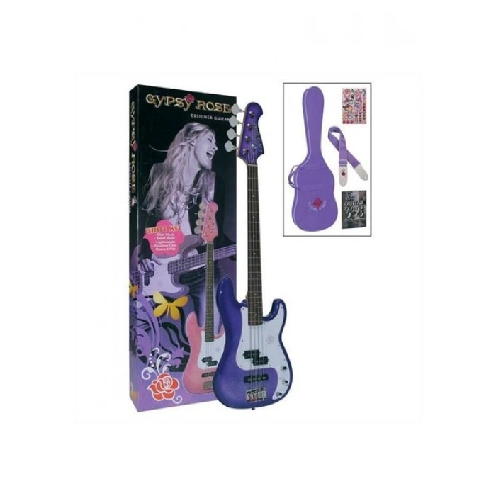 Valencia GRB1KCPP Gypse Rose Bas Gitar Seti (Kılıf,Askı,Çıkartma ve Dvd Hediyeli)
