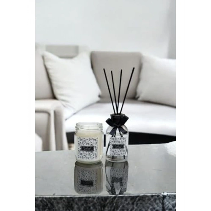 Vanilya Kokulu Kavanoz Mum ve Oda Kokusu Seti