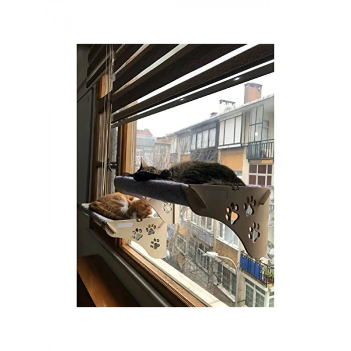 Vantuzlu Ahşap Kedi Yatağı, Cama Yapışan Tasarım