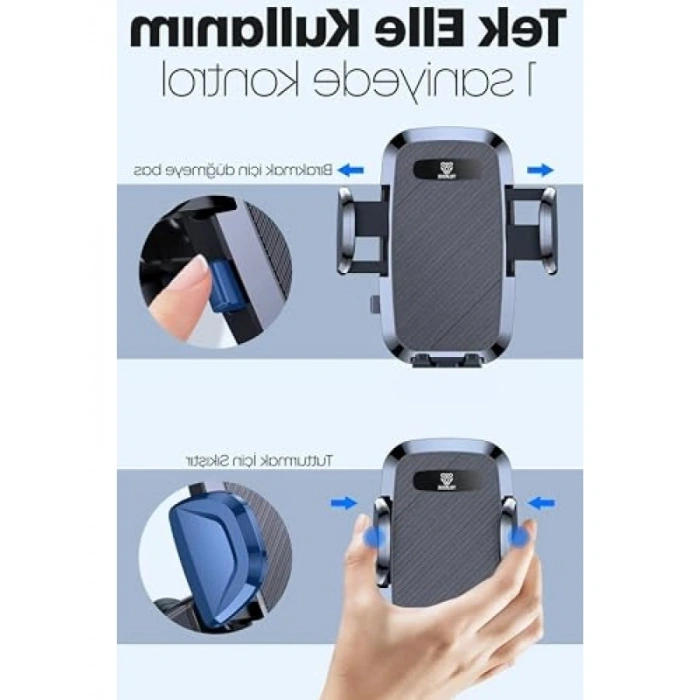 Vantuzlu Araç Telefon Tutucu - 2 Modlu Kullanım
