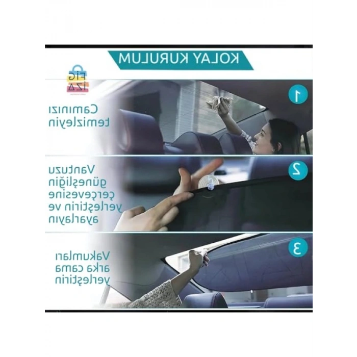 Vantuzlu Arka Cam Güneşlik Perde - UV Koruma, Katlanabilir Tasarım