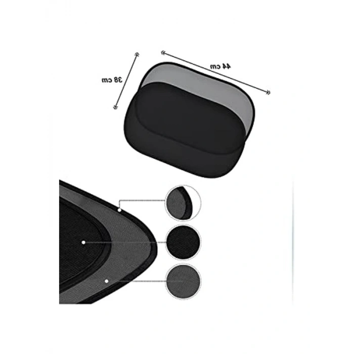 Vantuzlu Arka Yan Cam Güneşlik Seti - 2 Adet