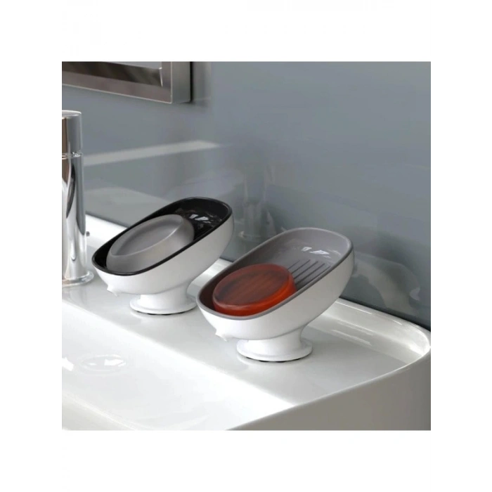 Vantuzlu Çift Katmanlı Su Giderli Sabunluk Seti (2 Adet)