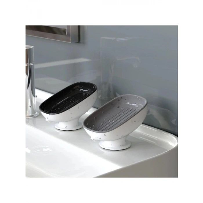 Vantuzlu Çift Katmanlı Su Giderli Sabunluk Seti (2 Adet)