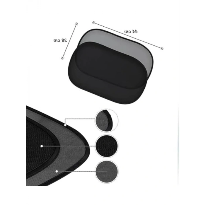 Vantuzlu Güneşlik Seti - Araç Arka Yan Camlar İçin (2 Adet)