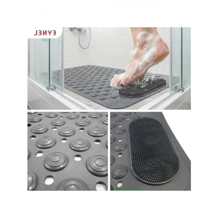Vantuzlu Kaydırmaz Banyo Paspası, 35x69 cm Gri Renk Seçeneği