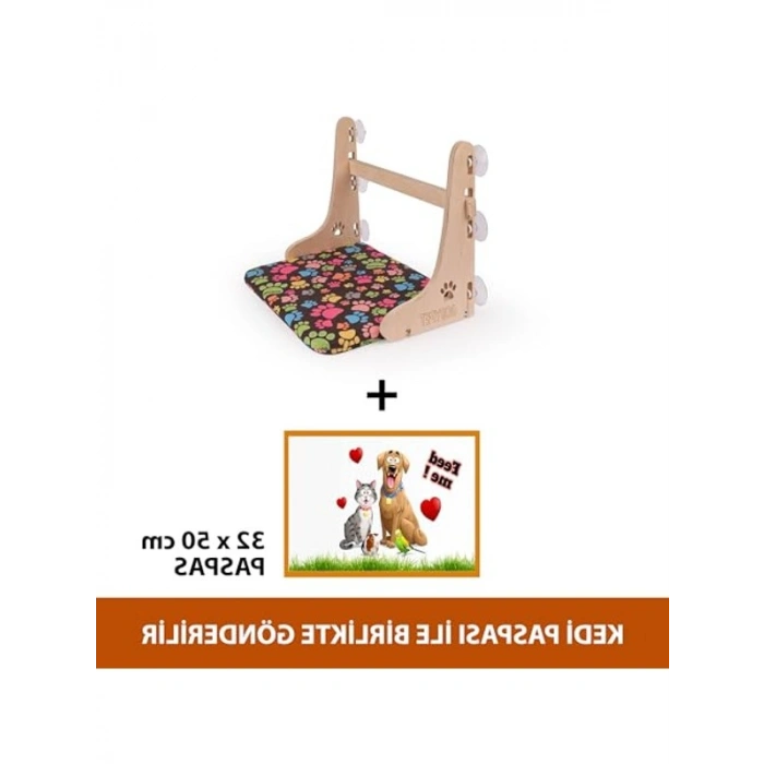 Vantuzlu Kedi Cam Yatağı, Cama Asılan Tasarım, Ahşap Yapı