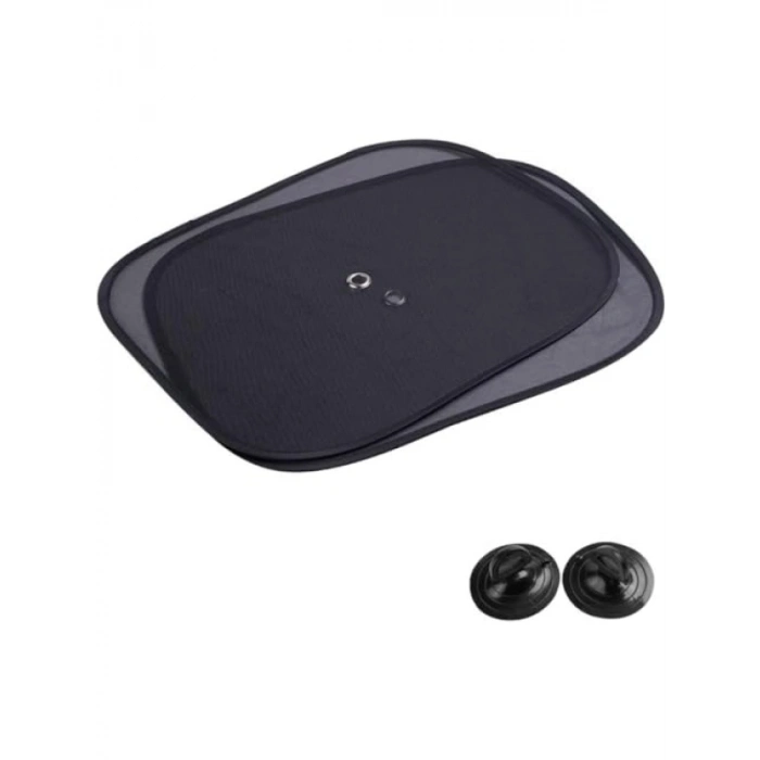 Vantuzlu Oto Yan Cam Güneşlik Perde Seti - UV Koruma, 2 Parça