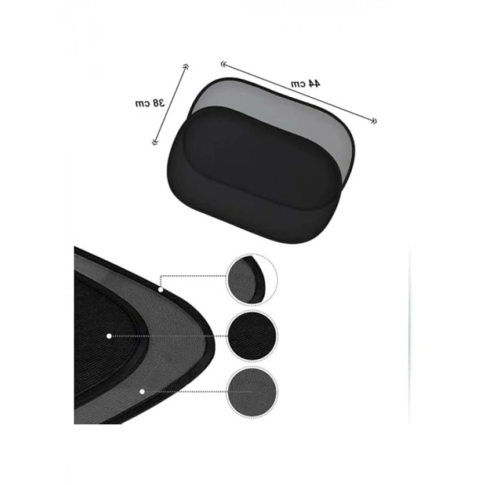 Vantuzlu Oto Yan Cam Güneşlik Perde Seti - UV Koruma, 2 Parça