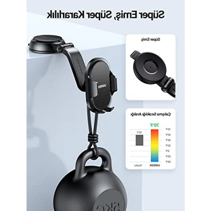 Vantuzlu telefon tutucu, araç pano ile uyumlu, çok yönlü kullanım