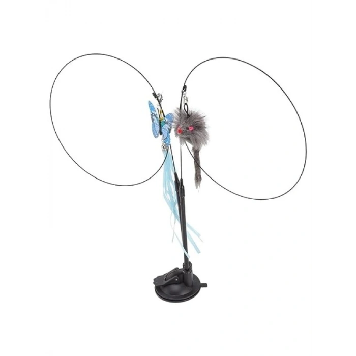 Vantuzlu Tüylü Zilli Kedi Oyuncağı