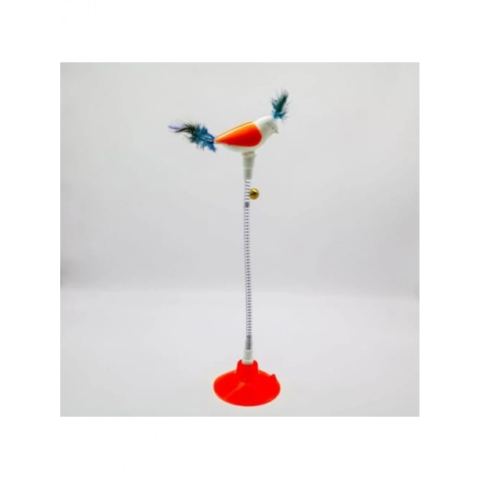 Vantuzlu Yaylı Kedi Oyuncağı, 1 Adet, Turuncu