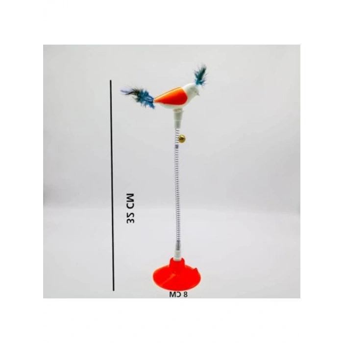 Vantuzlu Yaylı Kedi Oyuncağı, 1 Adet, Turuncu