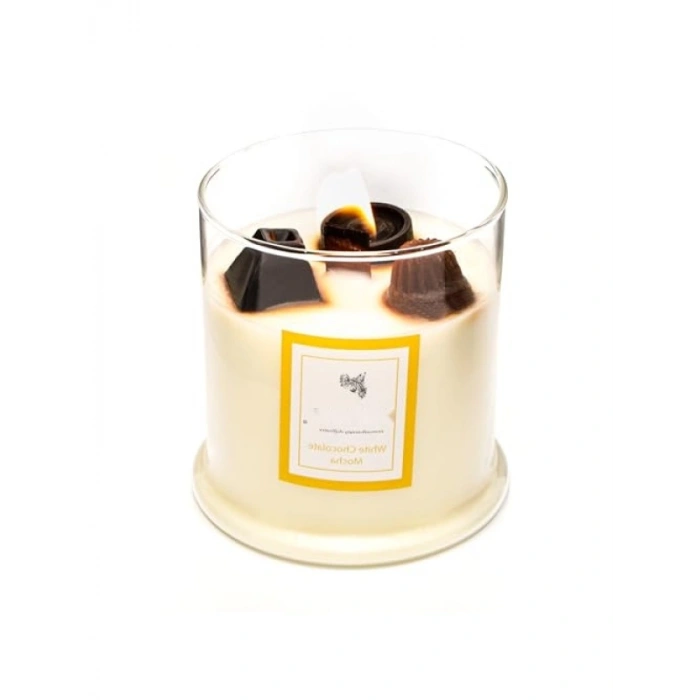 Vegan Mocha Aromalı Ahşap Fitilli Süs Mum - 380 gr