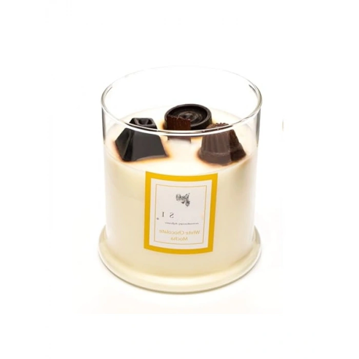 Vegan Mocha Aromalı Ahşap Fitilli Süs Mum - 380 gr