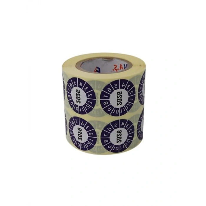Vellum Tarih Seçme Etiketi 30mm X 30mm Ruloda 1000 Adet (Mor, 2026)