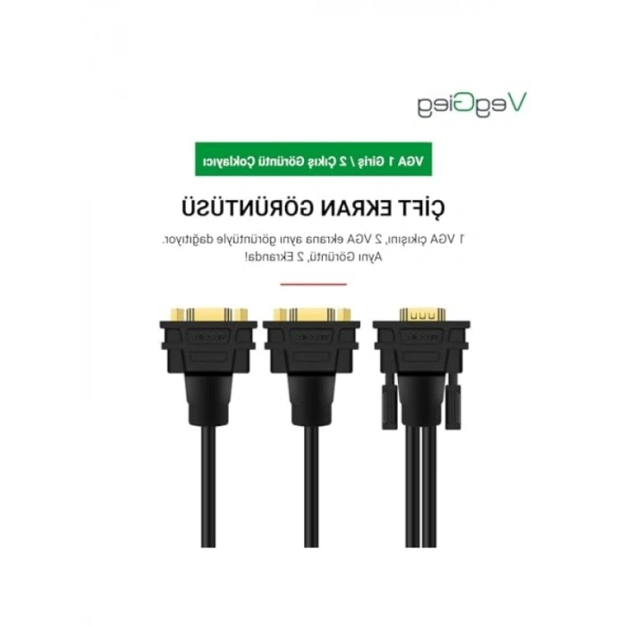 VGA Çoklayıcı Splitter Y Kablo - 1 VGAdan 2 VGA Çıkışa