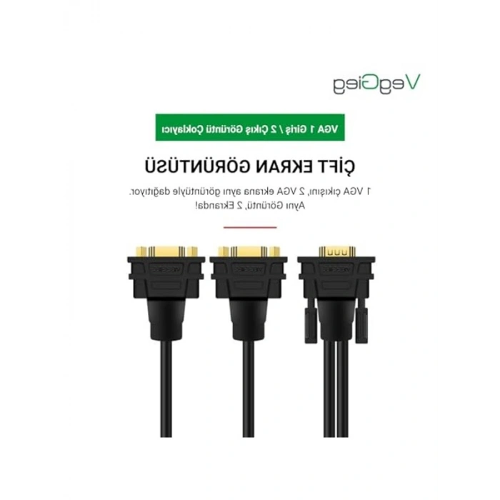 VGA Çoklayıcı Splitter Y Kablo, 2 VGA Çıkışı ile