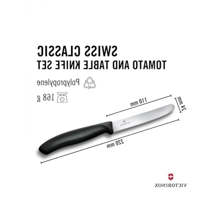 Victorinox 6.7833.6 SwissClassic Blisterli Siyah 6lı Domates Bıçağı