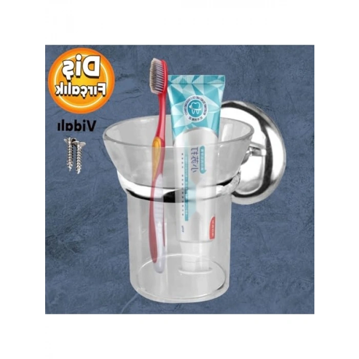 Vidalı Duvar Montaj Diş Fırçalık Kabı Krom Kristal