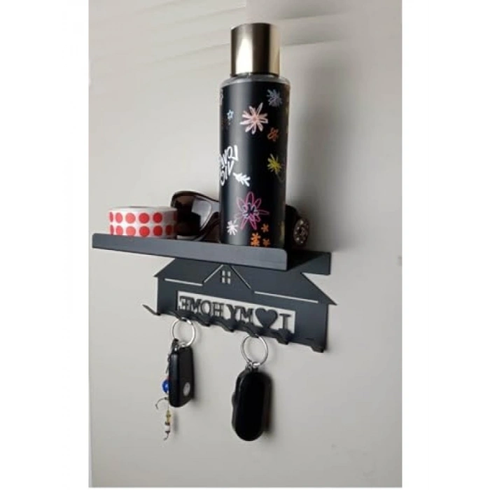 Vidalı Mat Siyah Anahtar Askılığı - 7 Bölmeli Şık Tasarım