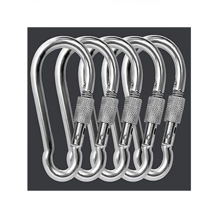 Vidalı Metal Karabina, 10mm Boyut, 5li Paket ile Kullanım Kolaylığı